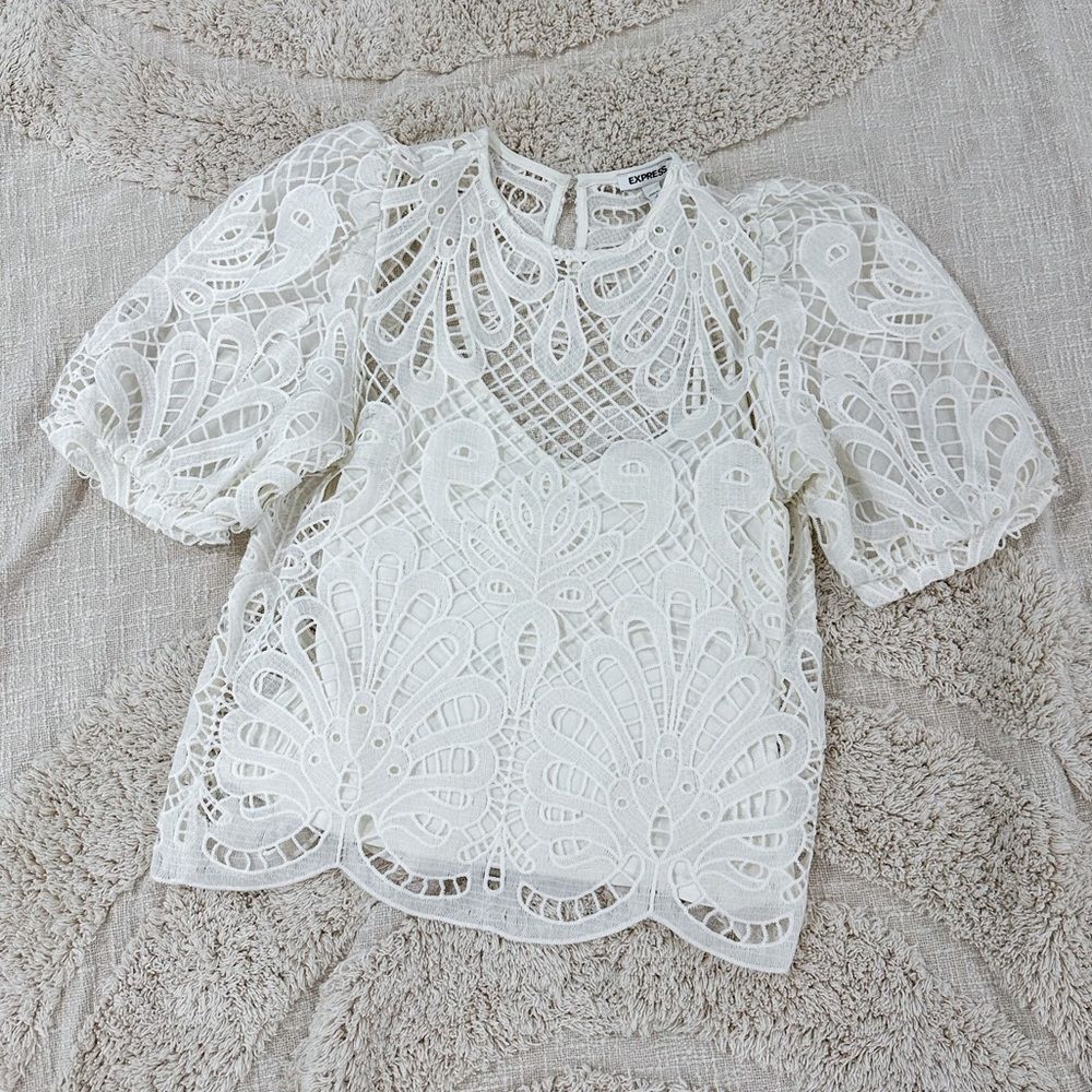 Express | Lace Blouse | White | Size SP | EUC - Worn 1x | Beautiful Lace Details